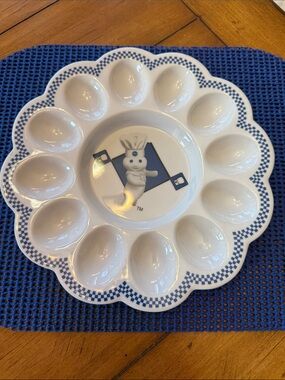 Blue & White Ceramic Egg Platter